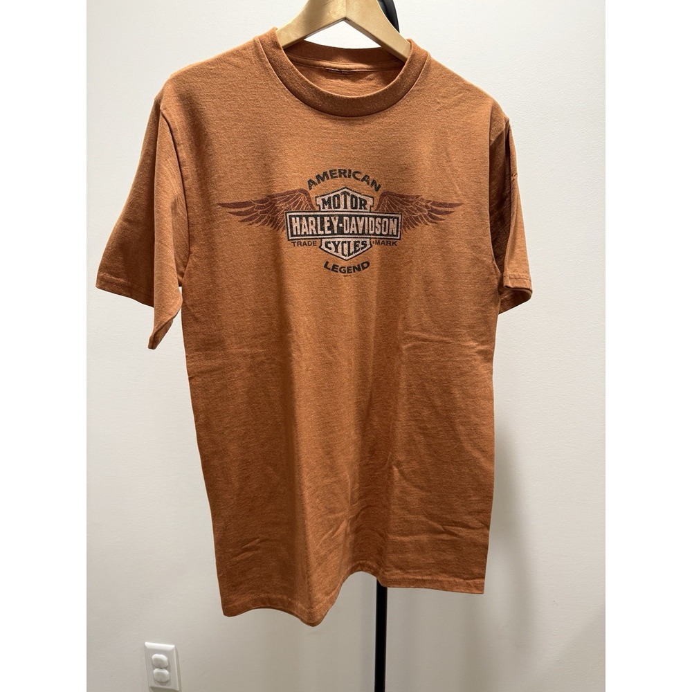 Vintage Orange Harley Davidson Men's T Shirt Wolverine Retro 90s